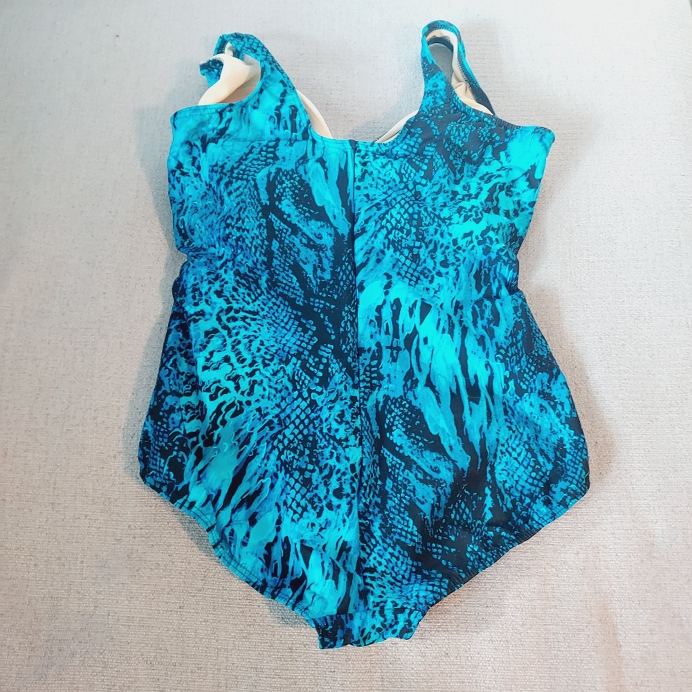 Miraclesuit Blue Patterned One-Piece Swimsuit Sz-… - image 6